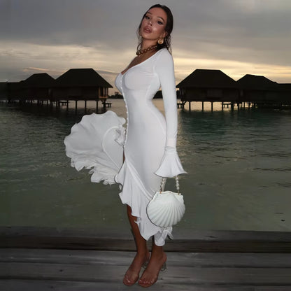 Scarlet Ruffle A-Line Mini Dress – Elegant Summer Party Dress  $89.99