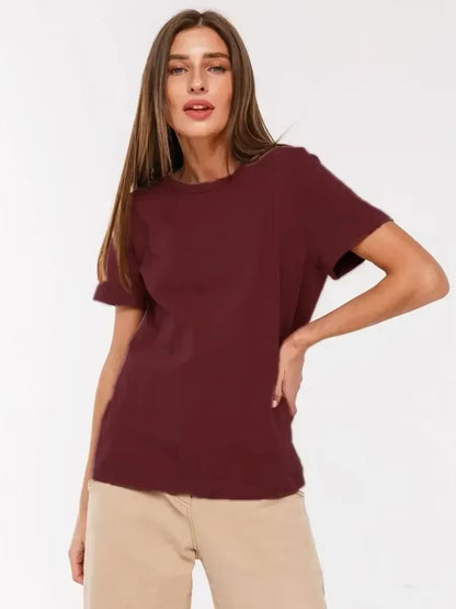 Classic Soft Cotton Summer Casual Tee for Women