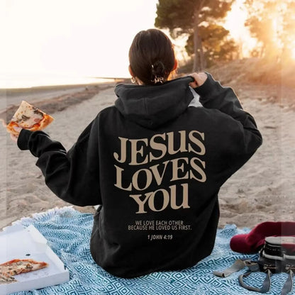 Jesus Loves You Faith Hoodie – Cozy Autumn Winter Pullover