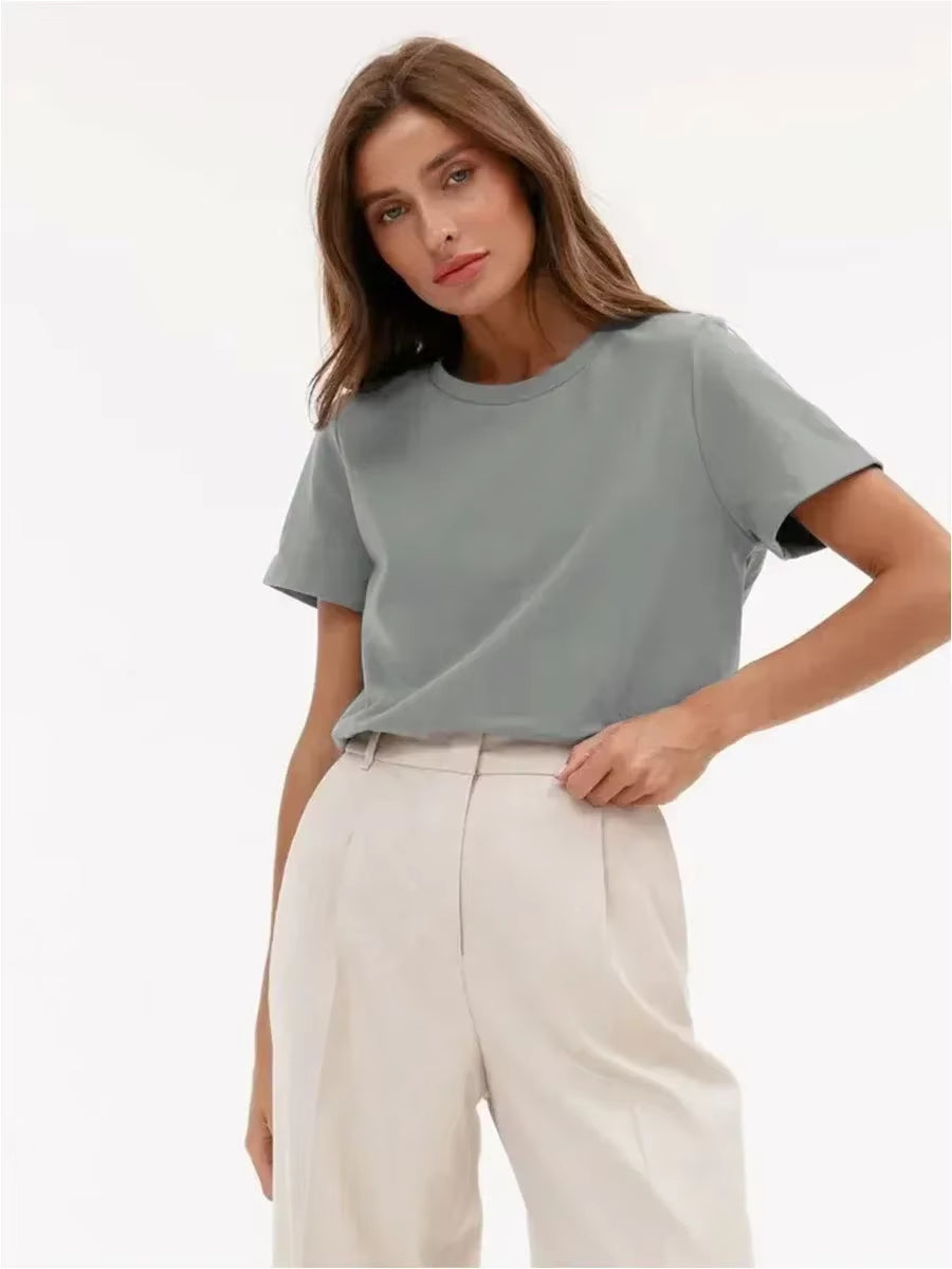 Classic Soft Cotton Summer Casual Tee for Women