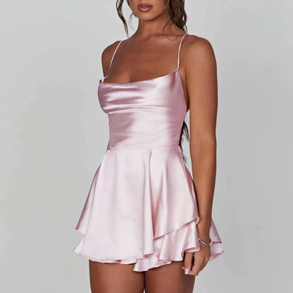 Luna Satin Backless Mini Dress – Elegant Summer Party Dress