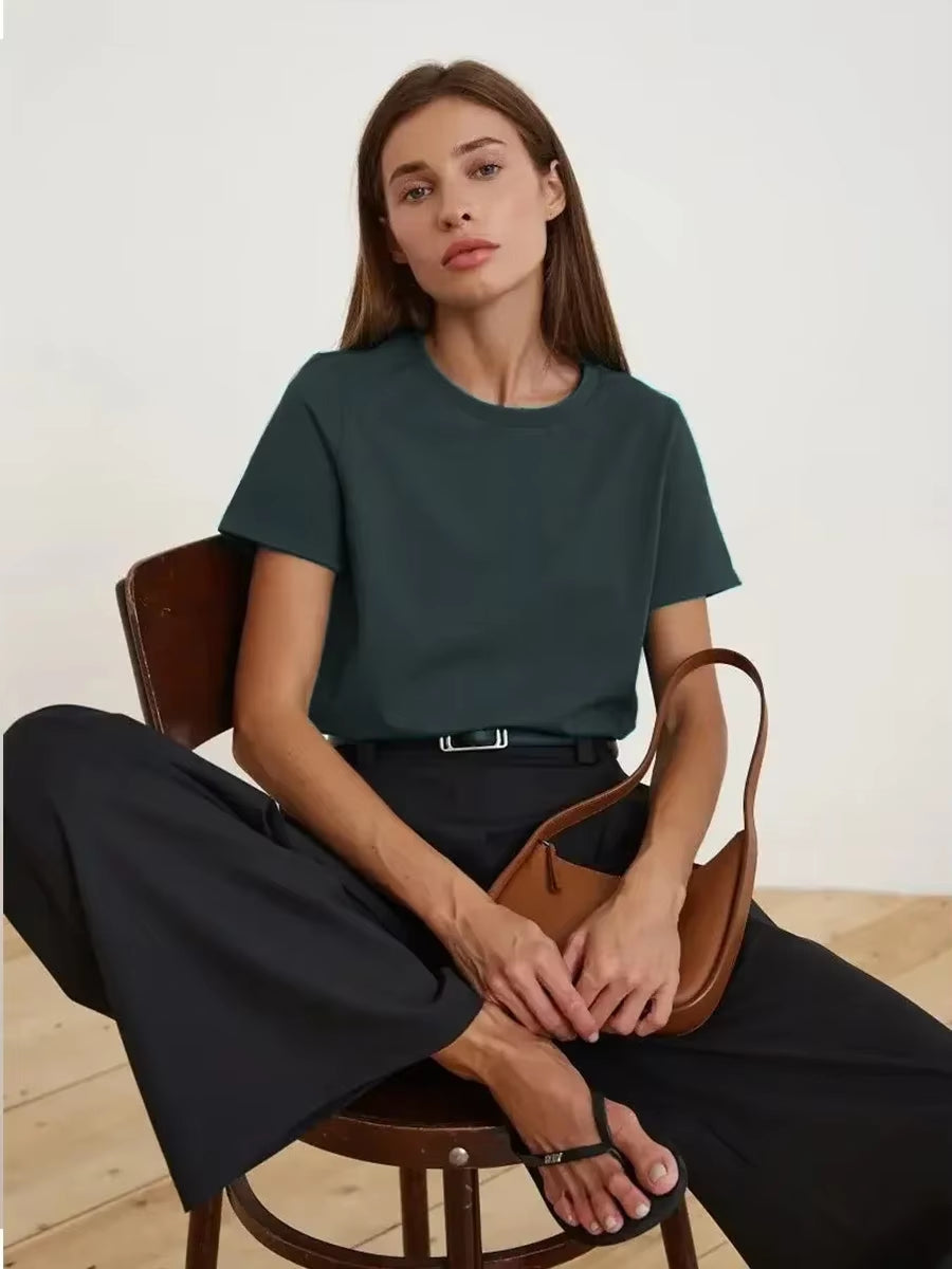Classic Soft Cotton Summer Casual Tee for Women