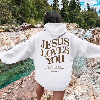 Jesus Loves You Faith Hoodie – Cozy Autumn Winter Pullover