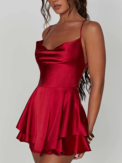 Luna Satin Backless Mini Dress – Elegant Summer Party Dress