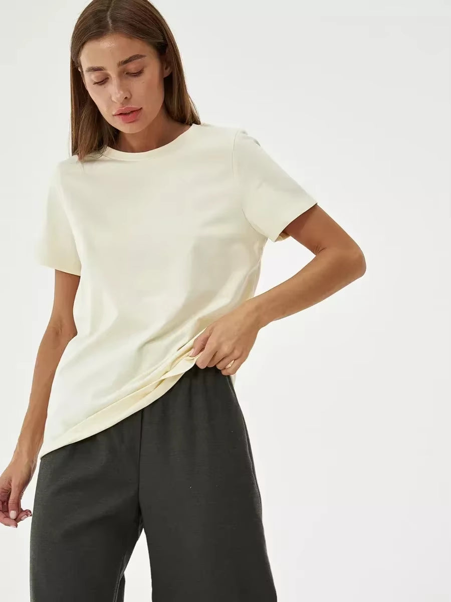 Classic Soft Cotton Summer Casual Tee for Women