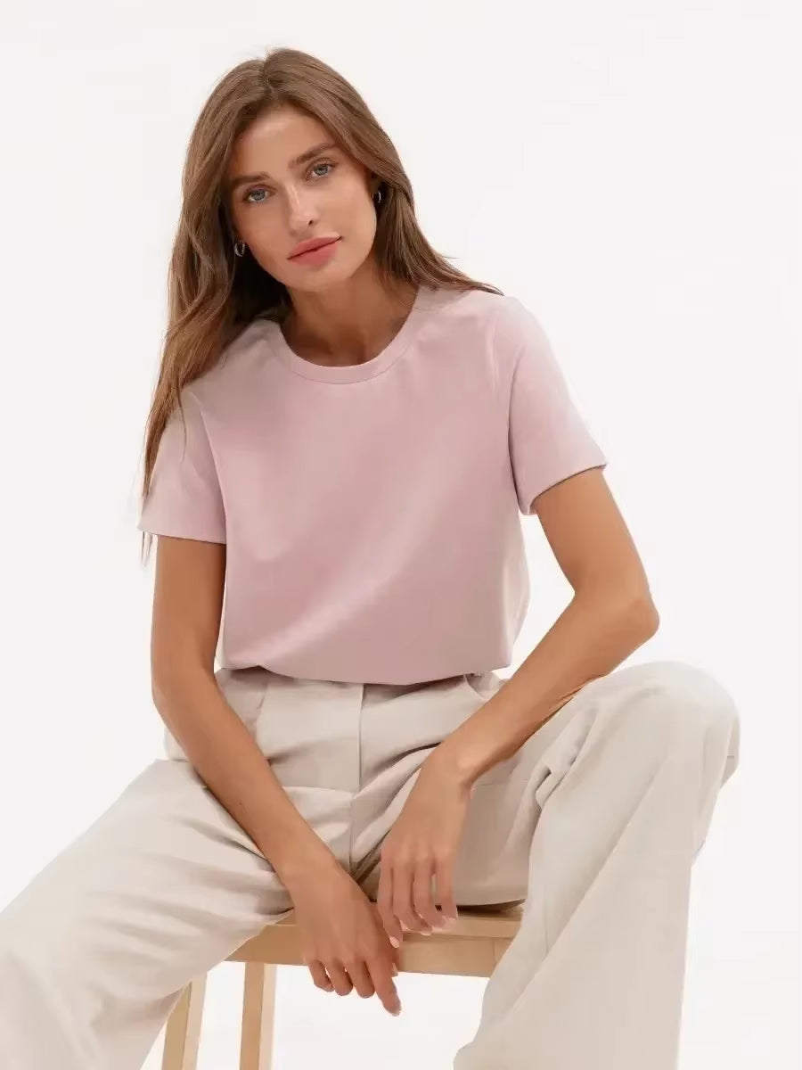 Classic Soft Cotton Summer Casual Tee for Women